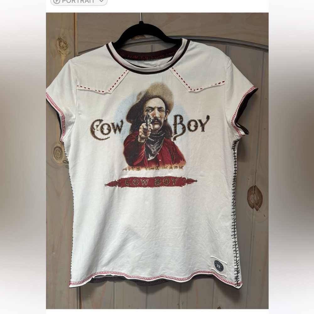 Double D Ranch off white and Red Short Sleeve Tees